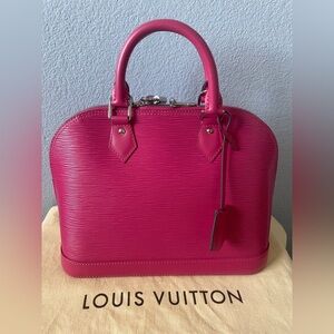 Louis Vuitton Epi Leather Alma PM ( Pivoine “Barbie Pink”) retails for $2180